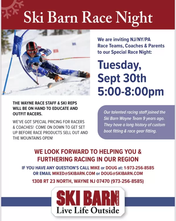 Ski Barn Race Night Sep 30 2025